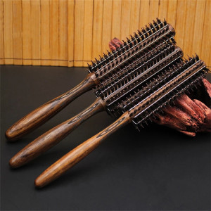 Customized Logo Nylon Hair Comb Wooden Round Boar Bristle Hair Brushes