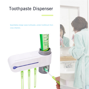 Electric Wall Mounted Toothpaste Dispenser UV Toothbrush Sterilizer Muli-function UV Ultraviolet Light Toothbrush Holder Case