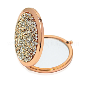 Factory price bling rhinestone cosmetic mirror foldable double side mirror compact