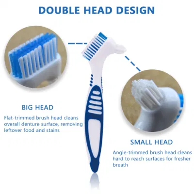 False Teeth Denture Brushes with Double Sided Denture Cleaning Brush