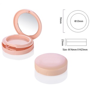 Fashion wholesale pressed loose dry wet powder case empty square round cosmetic makeup compact powder case with mirror