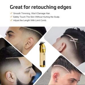 Gold Barber Electric Rechargeable Men  Metal Hair Cutting Machine Haircut Cordless Hair Clipper Hair Trimmer 100-240V Black