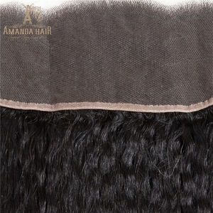 Hot Raw Indian Remy Human Hair  Kinky Straight Swiss Lace Frontal Closure 13 x 4  Perm Light Yaki Frontal