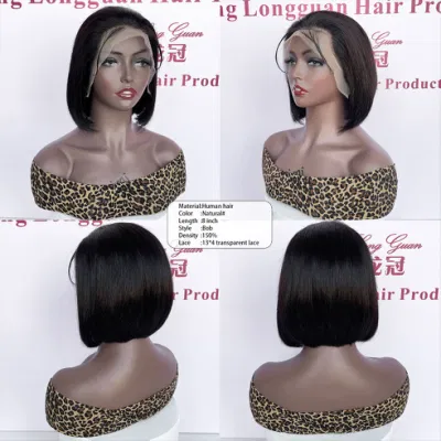 Hot Selling Raw Remy Hair Cheap Wholesale Human Hair 8-Inch Natural Straight Bob 13X4 Lace Front Wigs for Black Women