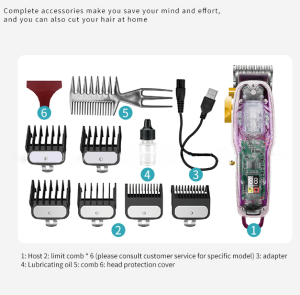 Kemei KM-2707 Rechargeable Profession Electric Trimmer Hair Clipper LCD Cordless Transparent design Hair Trimmer