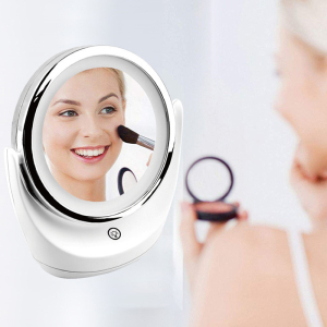 Material Smart Vanity Smart Makeup Led Mirror Best Price Round Shape Plastic&aluminum Alloy Cosmetic Mirror Desktop Mirror