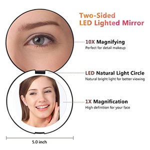natural look 1X/10X Magnification LED Lighted Travel Makeup Mirror