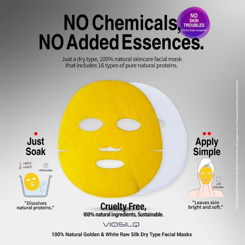 Natural non-woven golden raw silk dry type face mask