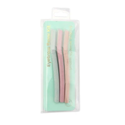 Nature Eco-Friendly Women Facial Dermaplaning Tool Hair Remover Pink Color Eyebrow Trimmer Wheat Straw Biodegradable Razor