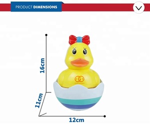 Plastic yellow duck bath baby tumbler roly poly toy for wholesale