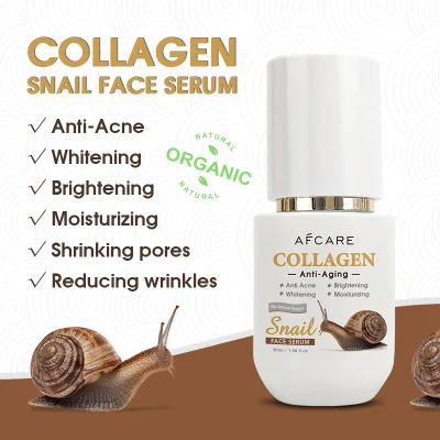 Private Label Collagen Anti-Aging Whitening Brightening Moisturizing Snail Face Serum