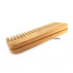 Professional Custom Logo Natural Bamboo Wooden Wide Tooth Hair Detangler Comb