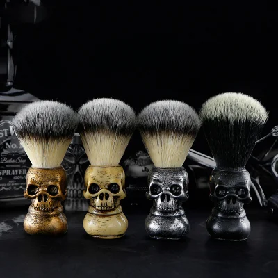 Shaving Beard Brush Skull Hair Shave Metal Handle Razor Brush