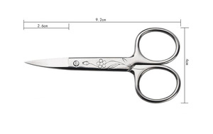 WB200-203 Stainless Steel Silvery Decorative Pattern Makeup Nostril Eyebrow Trimmer Scissors