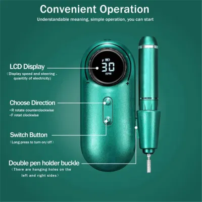 Wholesale 30000rpm LCD Display Portable Nail Drill File Tool Grinder Polisher Set Manicure Care Tool Set Rechargeable Wireless Electric Nail Drill Machine