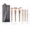 7pcs Professional Makeup Brush Set with Gray Leather Pouch Premium Synthetic Hair Foundation Powder Eyeshadow Brushes Private Label