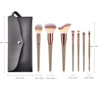 7pcs Professional Makeup Brush Set with Gray Leather Pouch Premium Synthetic Hair Foundation Powder Eyeshadow Brushes Private Label