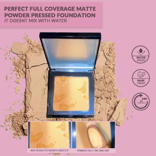 IDA Beauty Glam It! Perfect Foundation Full Coverage Matte Makeup Powder Pressed Foundation | 2-in-1 Setting & Foundation |Long-Lasting, Lightweight | Vegan, Halal, Cruelty-Free (12g)