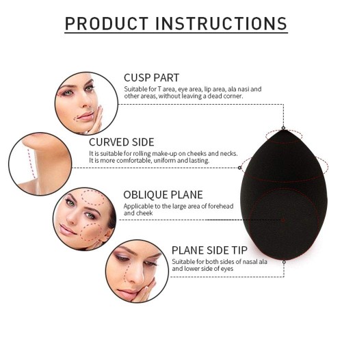 Super Soft Cosmetic Beauty Blender Black Latex Free Puff Makeup Foundation Blending Sponge