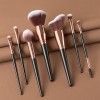 7pcs Professional Makeup Brush Set with Gray Leather Pouch Premium Synthetic Hair Foundation Powder Eyeshadow Brushes Private Label