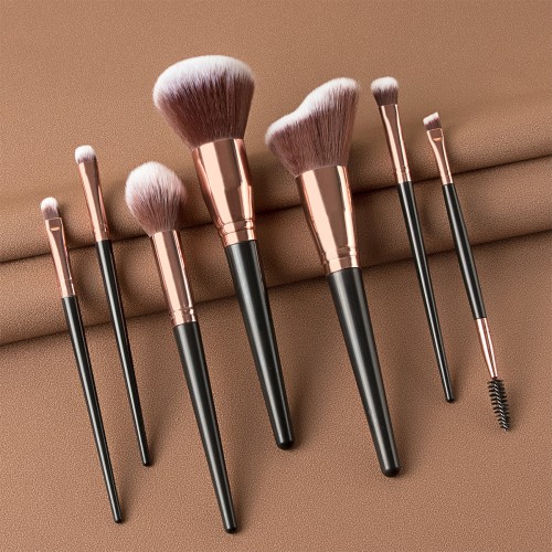 7pcs Professional Makeup Brush Set with Gray Leather Pouch Premium Synthetic Hair Foundation Powder Eyeshadow Brushes Private Label