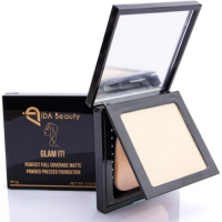 IDA Beauty Glam It! Perfect Foundation Full Coverage Matte Makeup Powder Pressed Foundation | 2-in-1 Setting & Foundation |Long-Lasting, Lightweight | Vegan, Halal, Cruelty-Free (12g)