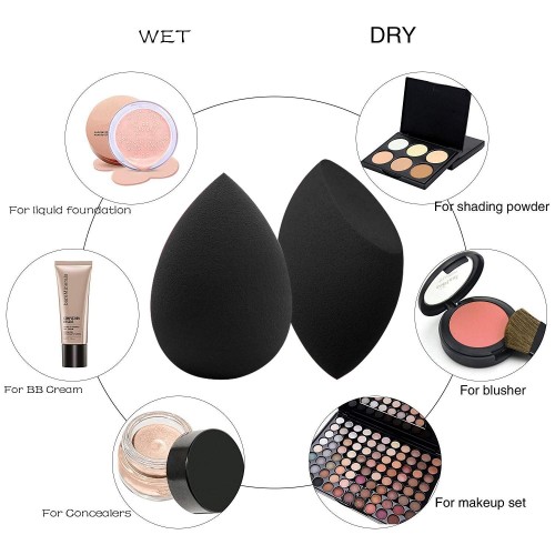 Super Soft Cosmetic Beauty Blender Black Latex Free Puff Makeup Foundation Blending Sponge