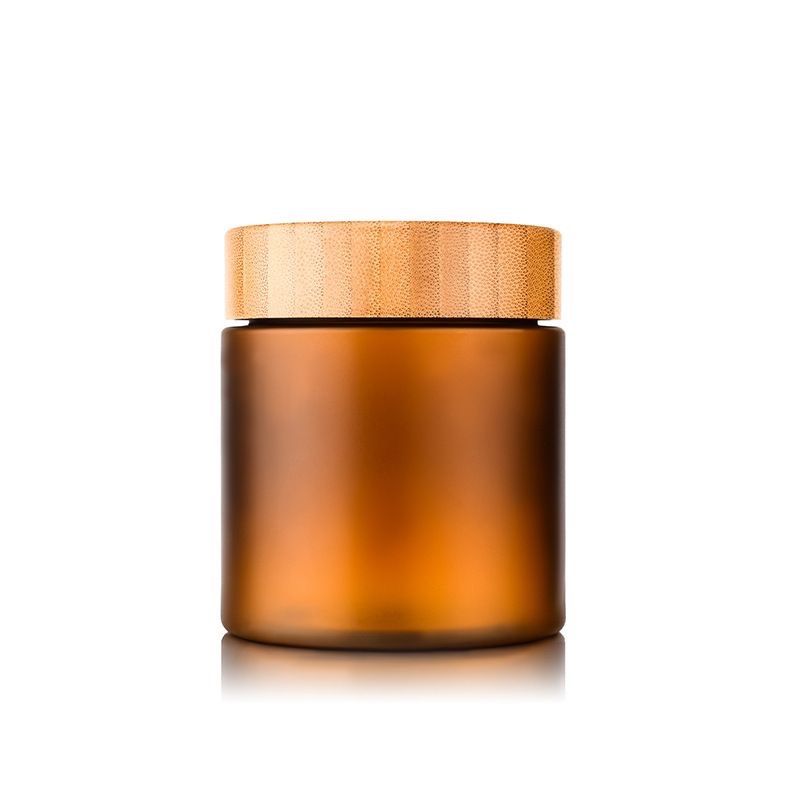 Bamboo Cap Frosted Amber PET Cream Jar