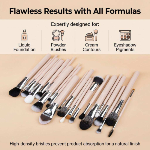 Private Label 24 Pcs Cosmetic Brush Kit Custom Logo Print Factory Direct Wholesaler Soft Vegan Synthetic Makeup Brush Set