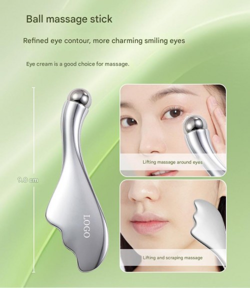 Metal Die Casting Zinc Alloy Ball Magnetic Eye Cream Massage Stick Smear Beauty Scraping Tool