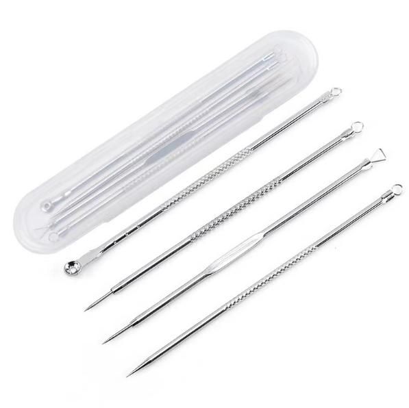 4 pcs Acne Blackhead Remover Rose /steel color  Pimple Comedone Extractor Kit