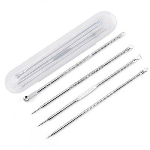 4 pcs Acne Blackhead Remover Rose /steel color  Pimple Comedone Extractor Kit