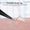 3PCS Hair Tweezers Needle Nose Pointed Stainless Steel Blackhead Remover for Eyebrow Hair Facial Hair Removal (Black)