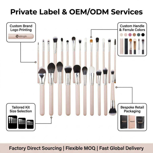 Private Label 24 Pcs Cosmetic Brush Kit Custom Logo Print Factory Direct Wholesaler Soft Vegan Synthetic Makeup Brush Set