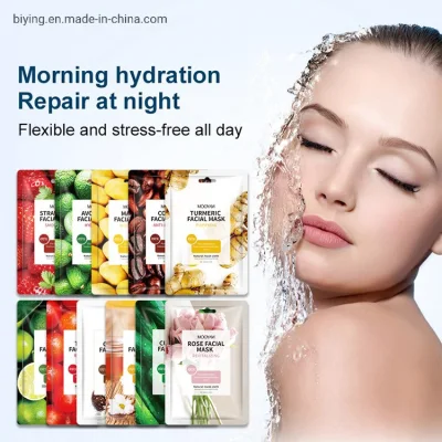 11 Types Skin Care Mascarillas Brightening Strawberry Tumeric Honey Face Sheet Mask Plant Fruit Smoothing Hydrating Beauty Facial Mask