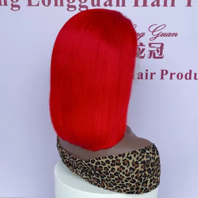 2023 Hot Sale Beautiful Red Bob Wholesale Human Hair 13X4 HD Transparent Lace Front Wigs for Black Women