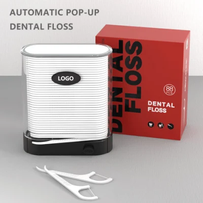 Automatic Pop up White Dispenser with 88 Count Floss Dental Floss Picks