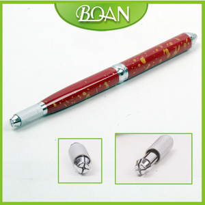 BQAN New Beautiful Fashion Red Metal Handlel Manual Tatoo Pen Microblade Makeup Permanent Pen Eyebrow Tattoo Tool