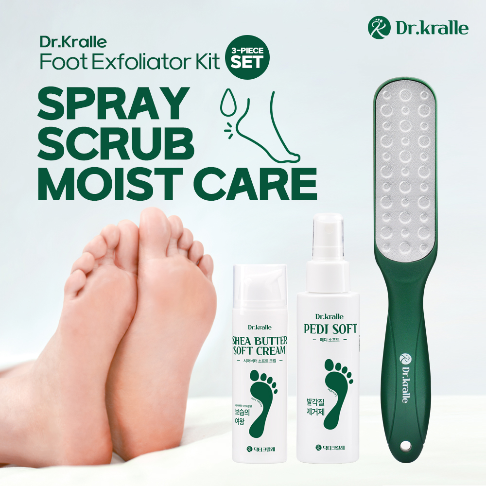 Dr. Kralle 3-Piece Foot Exfoliator Kit, foot care, foot scrub, exfoliate, home care, easy care