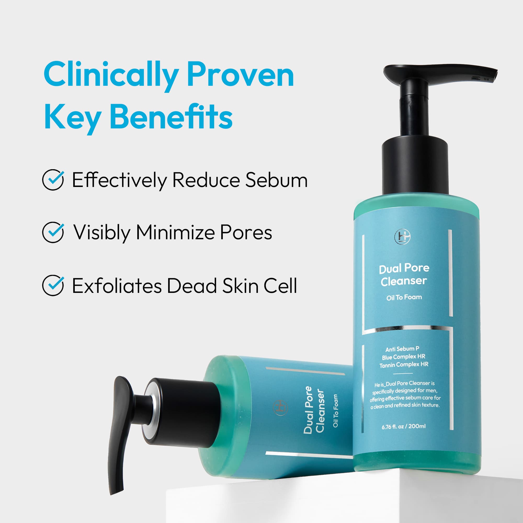 Dual Pore Cleanser, Oil to Foam Daily Facial Wash, Exfoliating Salicylic Acid &amp; Deep Pore Cleansing
