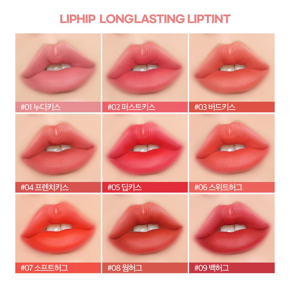 Liphip Long lasting Matte Lip Tint, 9 Colors