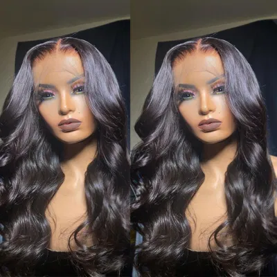 Luxury Transparent Closure Wigs Human Hair Brazilian Body Wave 4X4 13X4 HD Lace Frontal Pre Plucked with Baby Hair Wigs