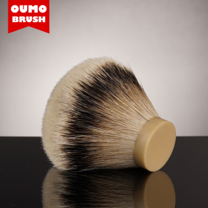 OUMO BRUSH - SHD SILK HMW super high density  high mountain white silvertip badger hair shaving brush knot with gel tip