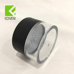 Simple transparent clear round custom plastic cosmetic loose powder jar loose powder case