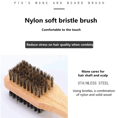 Wholesale Double Side Comb Anti Static Shaving Brush Best Bristle Wooden Square for Mens Zelkova Wood Beard Brush