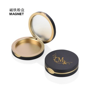 Wholesale Luxury 59mm Matte Black Round Magnetic Compact Powder Case with Mirror