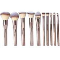 Luxury Rose Gold 10 Pcs Makeup Brush Set Professional Face Eye Cosmetic Tool Kit Vegan Synthetic Custom Logo Makeup Brush Set