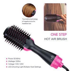 2-in-1 One Step Hair Dryer & Volumizer Negative Ion Straightening Brush Salon Hot Air Paddle Styling Hair Dryer Rotating Brush