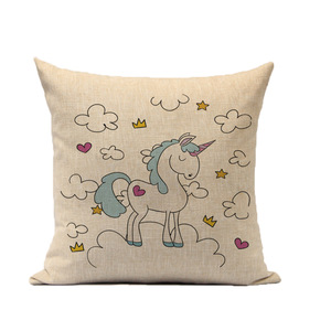 Cotton Linen Cushion Cover Unicorn Birthday Party Supplies Hold Hug Pillow