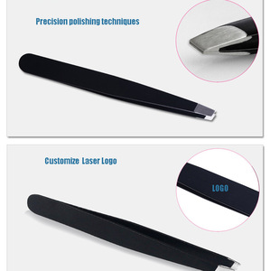 Custom design stainless steel eyebrow tweezers with laser print logo